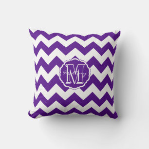 SC Chevron,Letter M Purple-White Pillow