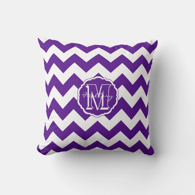 SC Chevron,Letter M Purple-White Pillow (Front)
