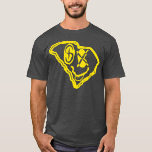 SC Eyes South olina Grunge Smiling Face Black back T-Shirt