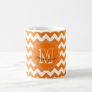 SC Monogram Chevron, Orange-White-Coffee Mug