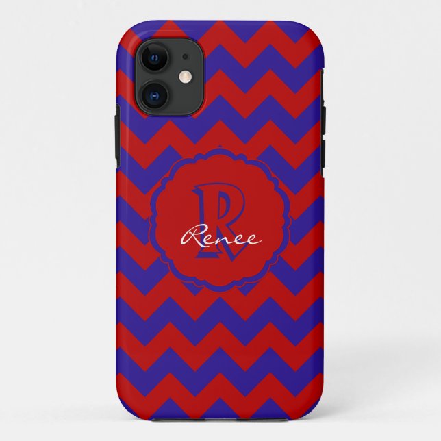 SC Monogram Chevron,Red-Blue iPhone 5/5s Case (Back)
