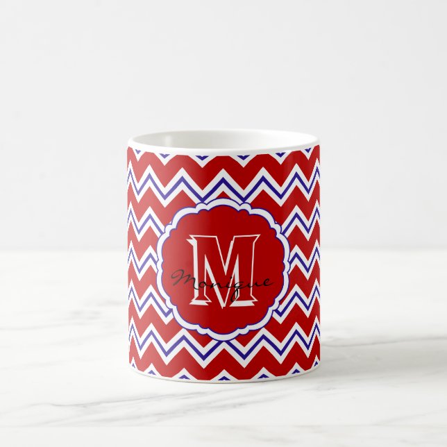 SC Monogram Chevron, Red-White-Blue-Coffee Mug (Center)