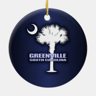 SC Palmetto & Crescent (Greenville) Ceramic Tree Decoration