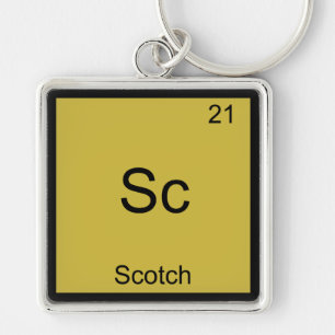 Sc - Scotch Funny Chemistry Element Symbol T-Shirt Key Ring