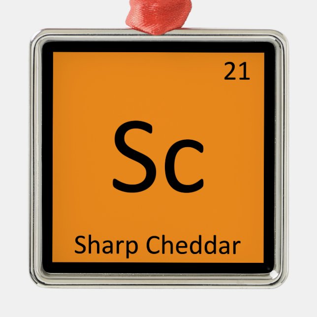 Sc - Sharp Cheddar Cheese Chemistry Periodic Table Metal Tree Decoration (Front)