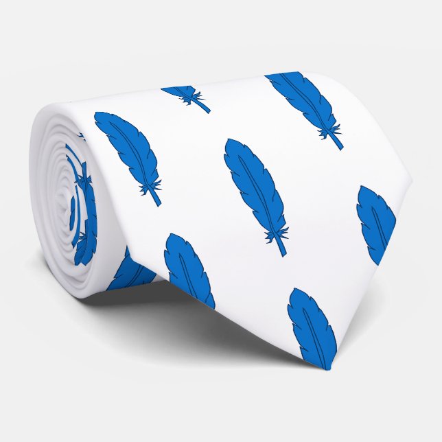 SCA Clan Blue Feather Tie (Rolled)