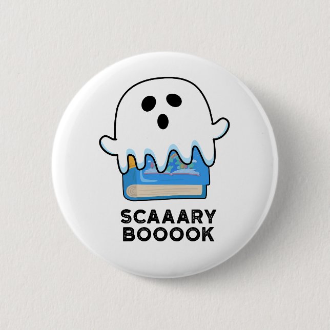 Scaaaary Booook Funny Ghost Book Pun  6 Cm Round Badge (Front)