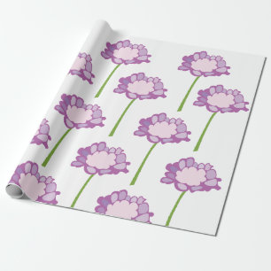 Scabiosa Purple Pincushion Flower Floral Wrapping Paper