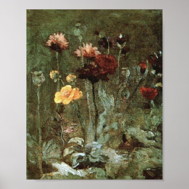 Scabiosa Ranunculus Van Gogh Fine Art Poster (Front)