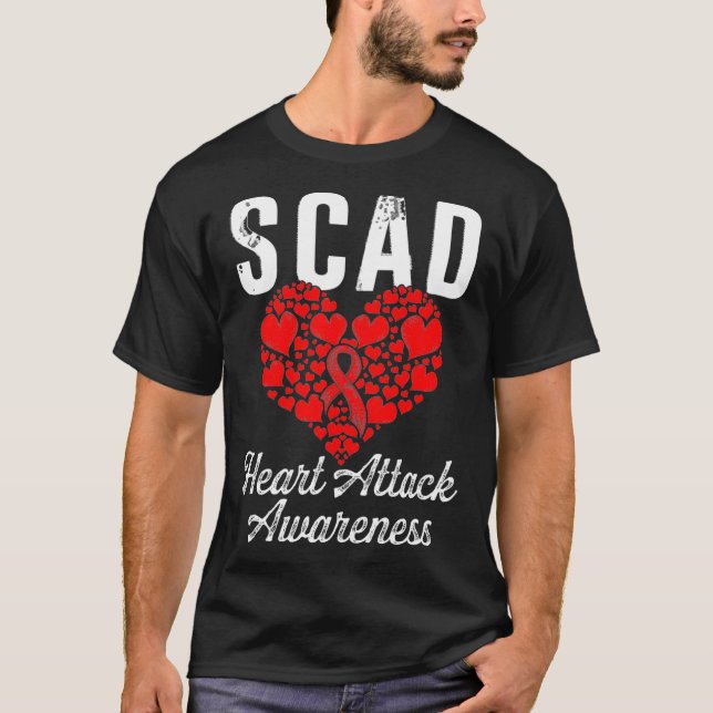 SCAD Heart Attack Survivor Hand Flag Warrior Aware T-Shirt (Front)
