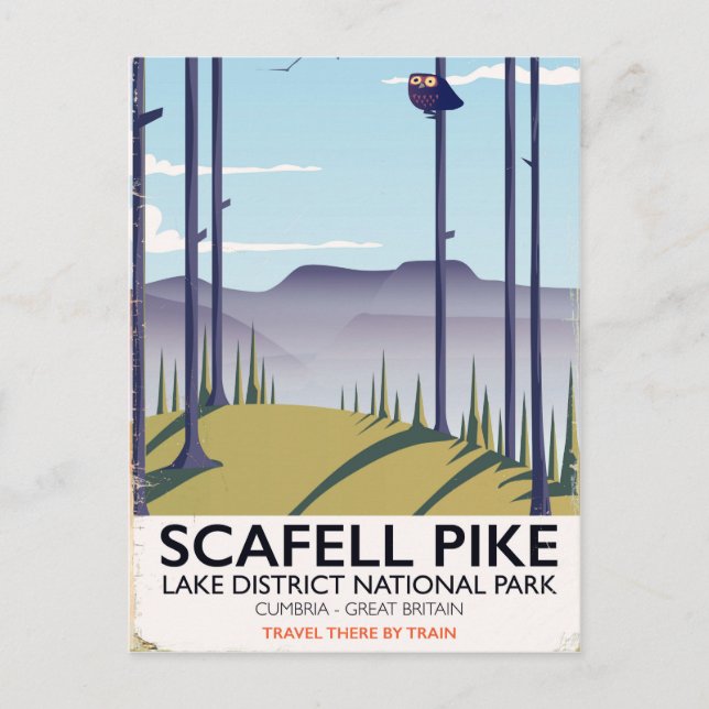 Scafell Pike, Cumbria, Vintage travel poster Postcard (Front)