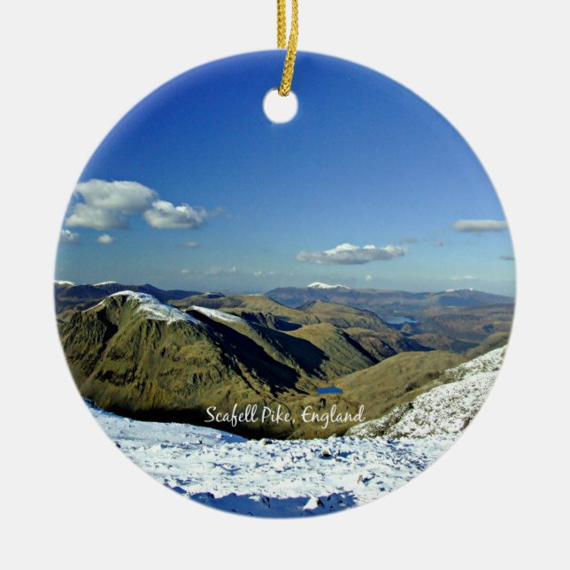 Scafell Pike, England Ceramic Tree Decoration (Front)