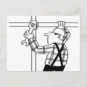 Scaffolder and Scaffolding Cartoon Postcard