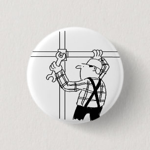 Scaffolder with Scaffolding 3 Cm Round Badge