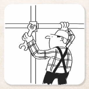 Scaffolder with Scaffolding Square Paper Coaster