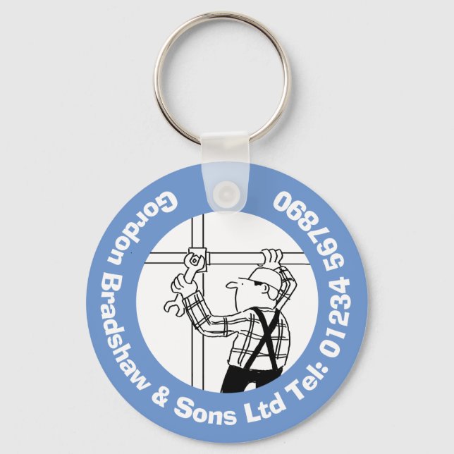 Scaffolders & Scaffolding Business Cartoon Key Ring (Front)