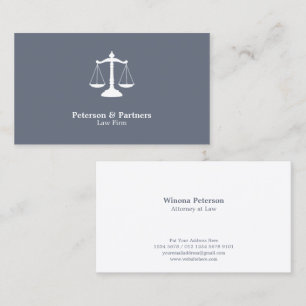 Scale of Justice White Icon on Slate Grey Business Card