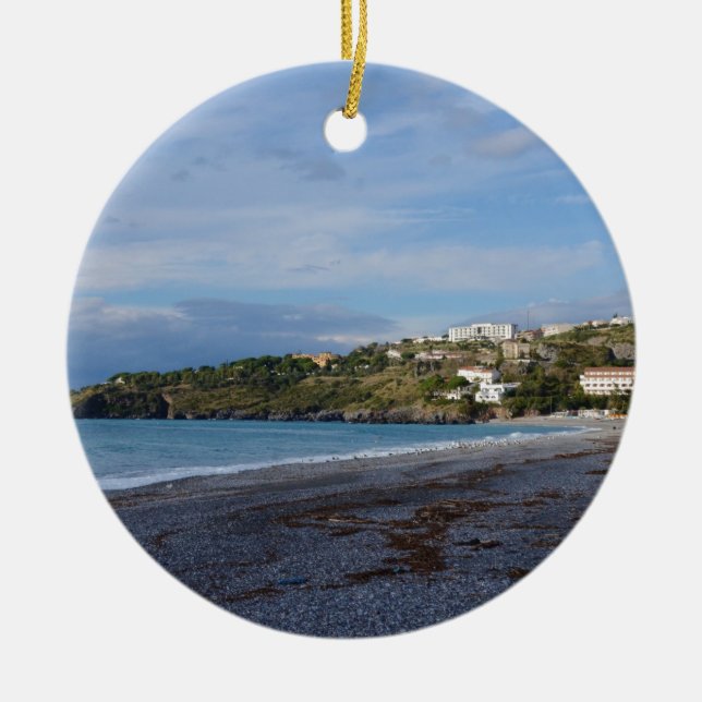 Scalea Beach, Calabria Ceramic Tree Decoration (Front)