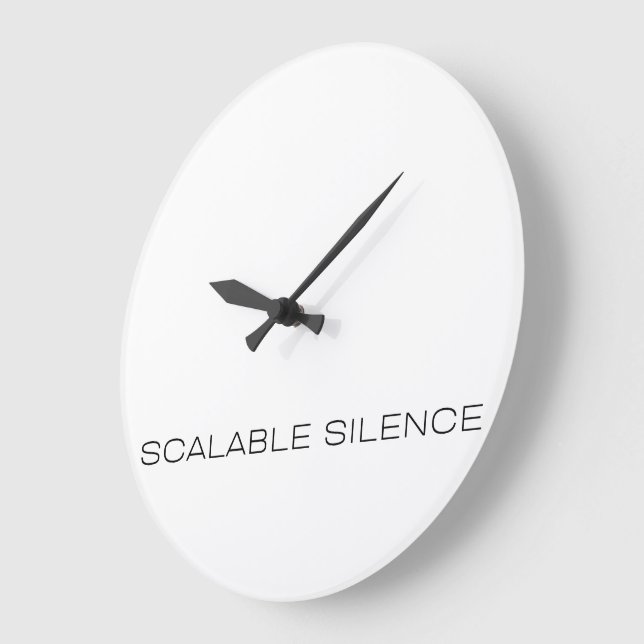 Scaleable Silence Minimalist Typography Wall Clock (Angle)