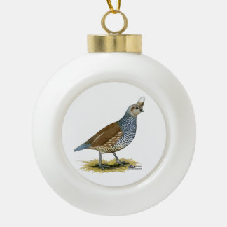 Scaled Quail Ceramic Ball Christmas Ornament