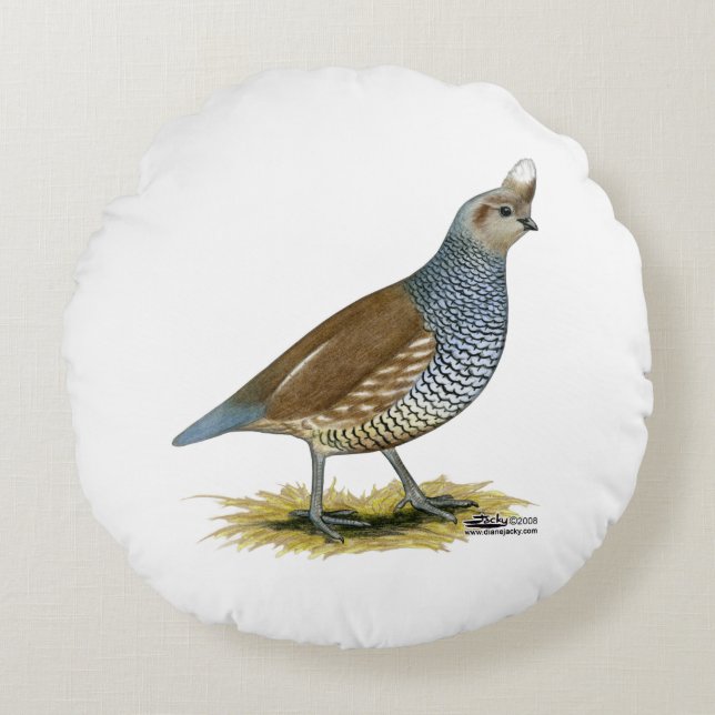 Scaled Quail Round Cushion (Front)