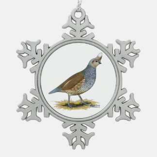 Scaled Quail Snowflake Pewter Christmas Ornament