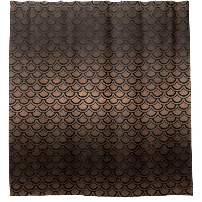 SCALES2 BLACK MARBLE & BRONZE METAL (R) SHOWER CURTAIN (Front)