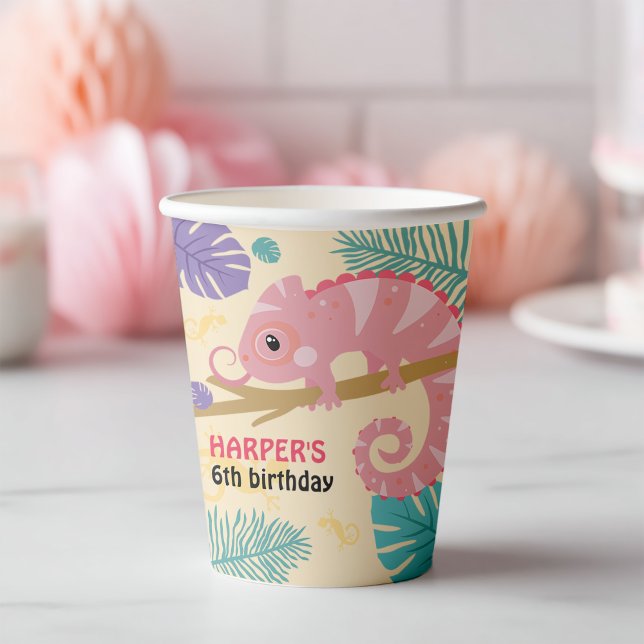 Scales and Tails Girl's Reptile Birthday  Paper Cups (You'll be “swamped” for guests with our scales and tails girl's reptile birthday )