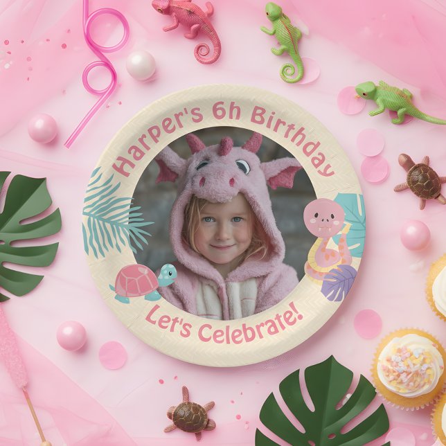 Scales and Tails Girl's Reptile Birthday  Paper Plate (Creator Uploaded)