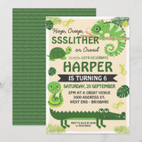 Scales and Tails Reptile Birthday Invitation