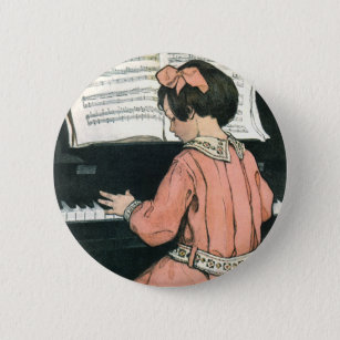 Scales by Jessie Willcox Smith, Piano Music Girl 6 Cm Round Badge