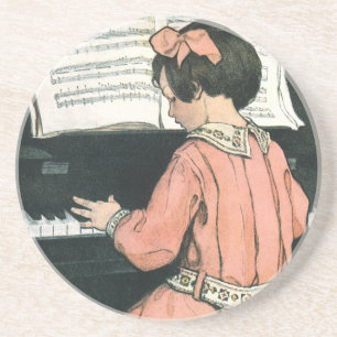 Scales by Jessie Willcox Smith, Piano Music Girl Coaster