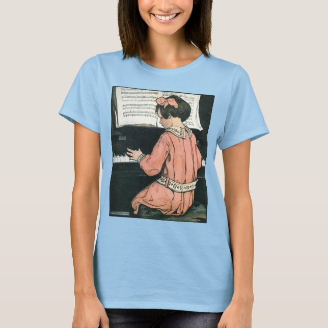 Scales by Jessie Willcox Smith, Piano Music Girl T-Shirt (Front)