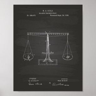 Scales of Justice 1885 Patent Art - Chalkboard Poster