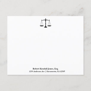 Scales of Justice Black Lawyer Attorney Stationery Invitation