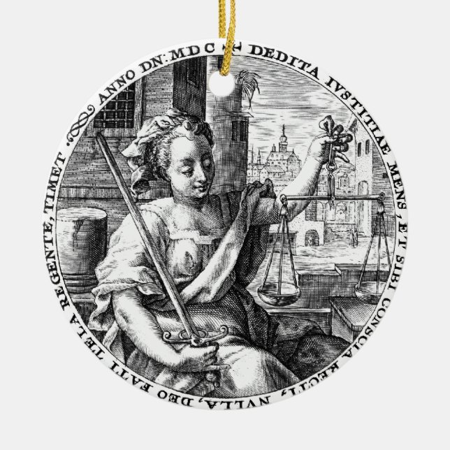 Scales of Justice Ceramic Tree Decoration (Front)