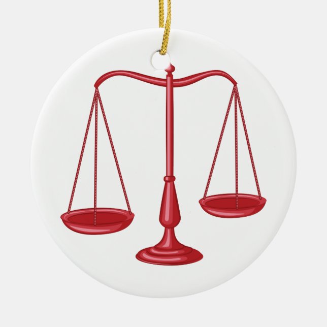 Scales Of Justice Ceramic Tree Decoration (Front)
