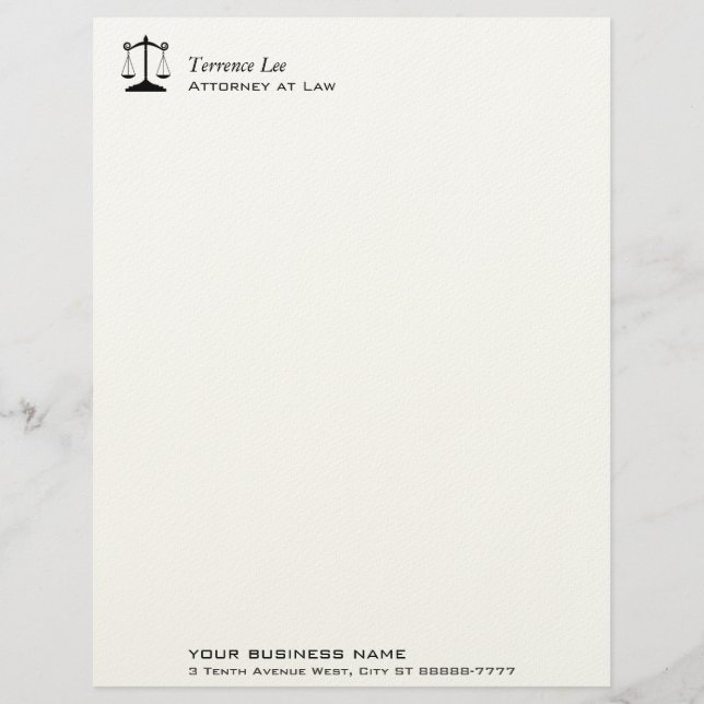 Scales of Justice Customized Letterhead (Front)