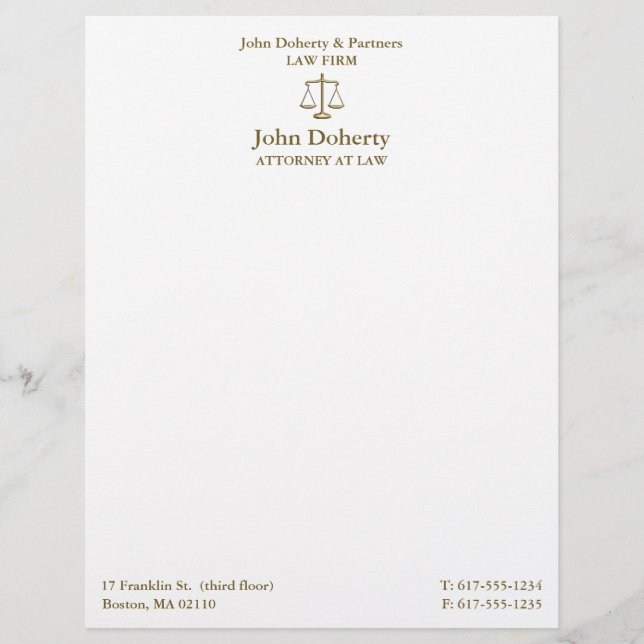 Scales of Justice | Elegant Professional Custom Letterhead (Front)