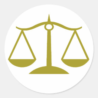 Scales of Justice - Gold Classic Round Sticker