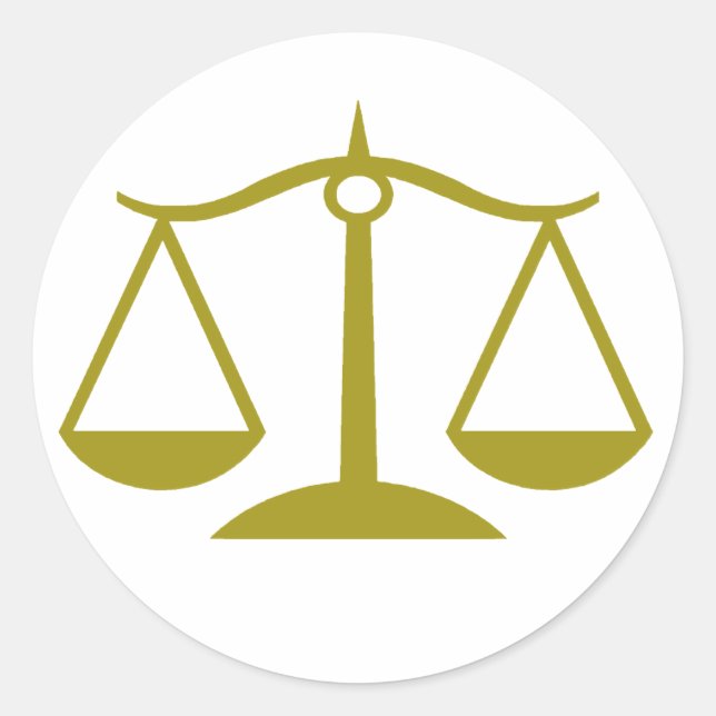 Scales of Justice - Gold Classic Round Sticker (Front)