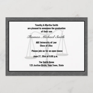 Scales of Justice, Grey, Graduate Annoucement Invitation