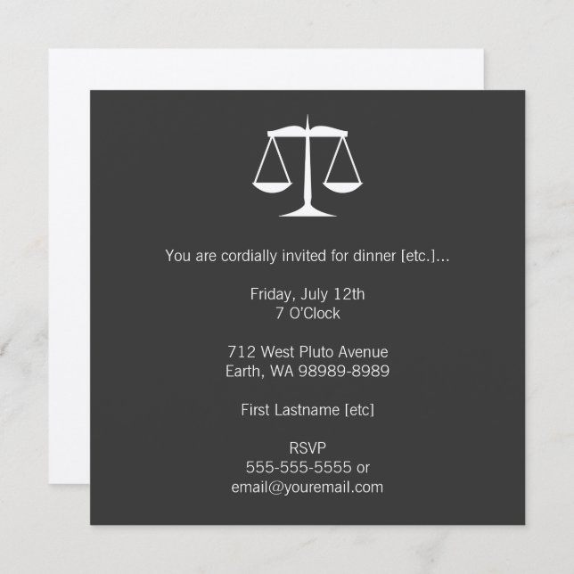 Scales of Justice Invitation (Front/Back)