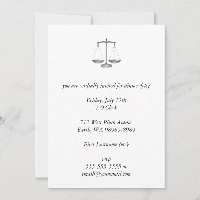 Scales of Justice Invitation (Front)