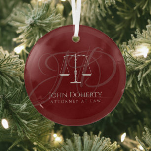 Scales of Justice Law Glass Tree Decoration