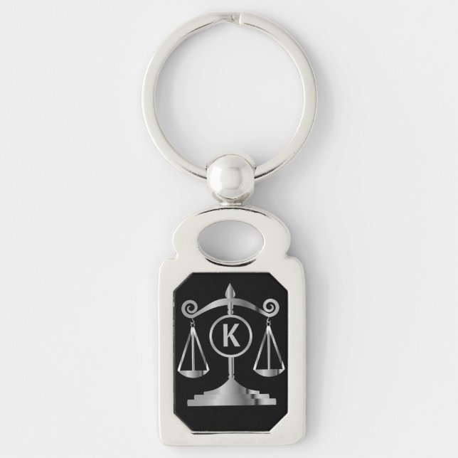Scales of Justice | Law | Lawyer | Silver Key Ring (Front)