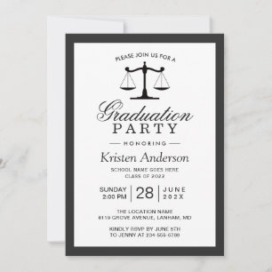Scales of Justice Law School Graduation Party Invitation