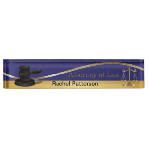 Scales of Justice   Lawyer   Dark Blue & Gold Nameplate