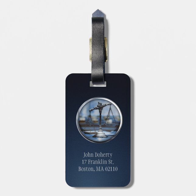 Scales of Justice | Lawyer Luggage Tag (Back Vertical)
