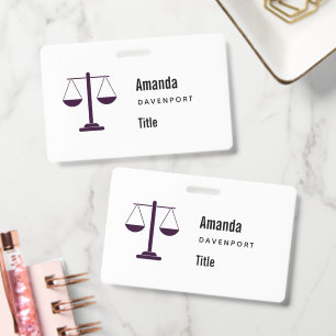 Scales of Justice Legal Services Business Symbol ID Badge